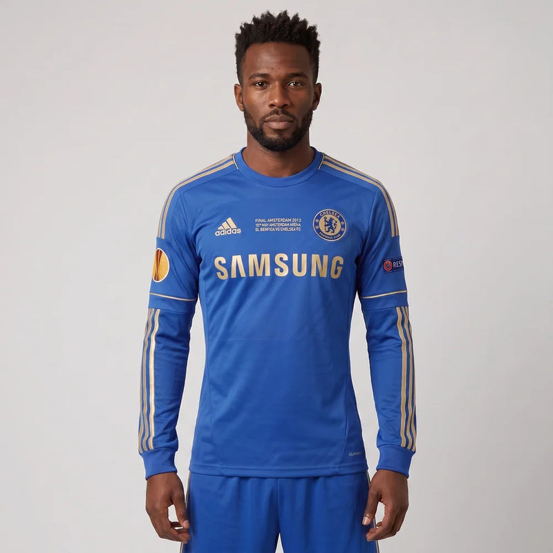 Camisa Retrô Chelsea I 2013/14 - Manga Longa - Varal do Torcedor P / Hazard 17 + Match Day Europa League Final Amsterdam / Europa League Otimizado