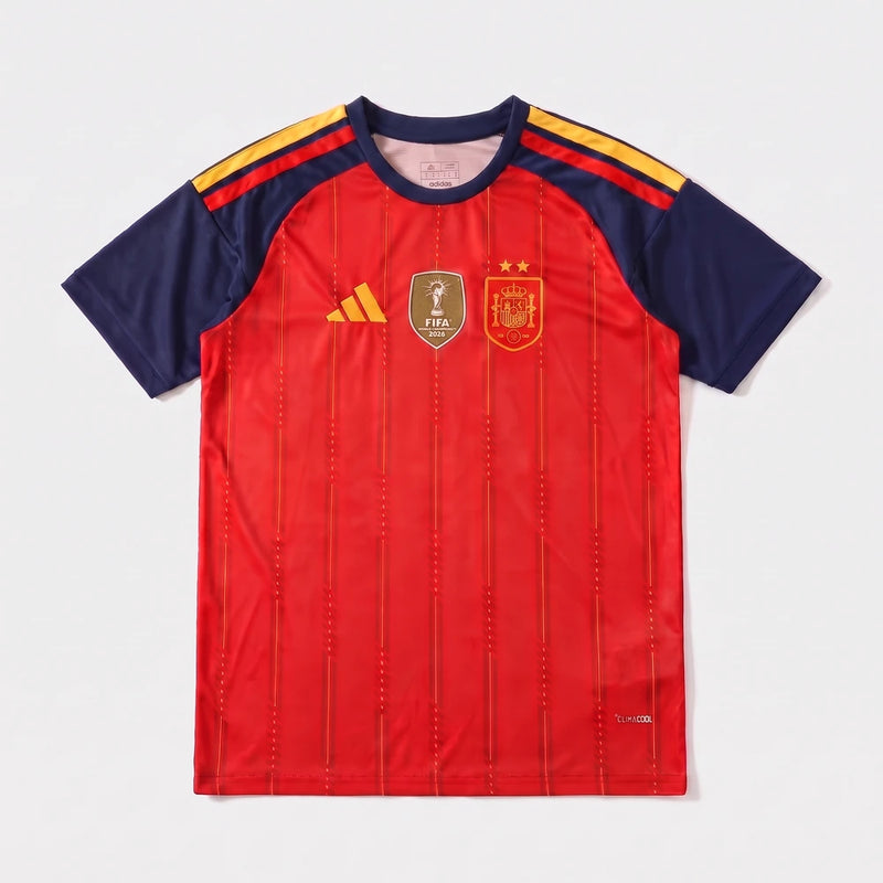 Camisa Espanha I 26/27 - 2 Estrelas + Patch Campeão do Mundo - Varal do Torcedor P / Não / Sem Patch Otimizado
