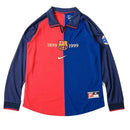 Camisa Retrô Barcelona, Barcelona 1999, Centenário Barça, Camisa Histórica Barcelona, Camisa Manga Longa Barça, Edição Especial Barcelona, Barça 100 Anos, Camisa Clássica Barcelona

