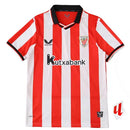 camisa athletic bilbao 2025, camisa torcedor basco, escudo bordado bilbao, uniforme tradicional futebol espanhol, camisa listrada athletic