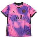 Camisa PSG IV 2020 2021, uniforme alternativo em preto e rosa, collab Jordan Paris Saint-Germain, escudo bordado, manto icônico temporada 20/21

