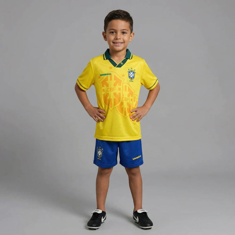 Kit Infantil Retrô Seleção Brasileira I 1994 - Varal do Torcedor 16 (3 á 4 anos) / Não Otimizado