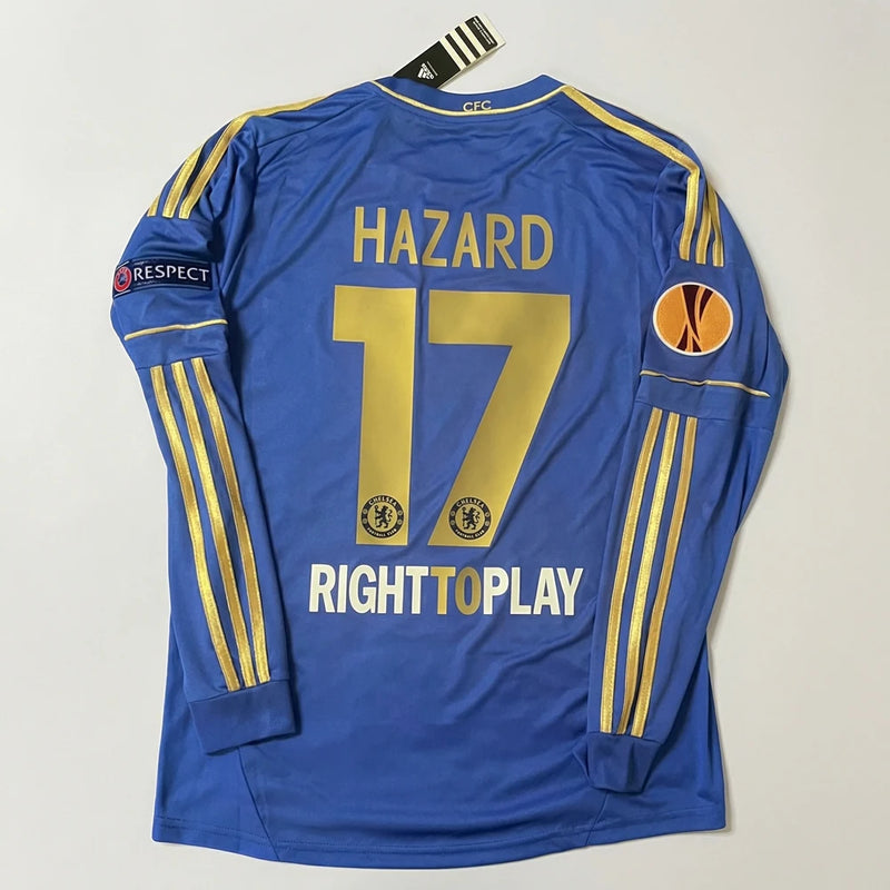Camisa Retrô Chelsea I 2013/14 - Manga Longa - Varal do Torcedor P / Hazard 17 + Match Day Europa League Final Amsterdam / Europa League Otimizado