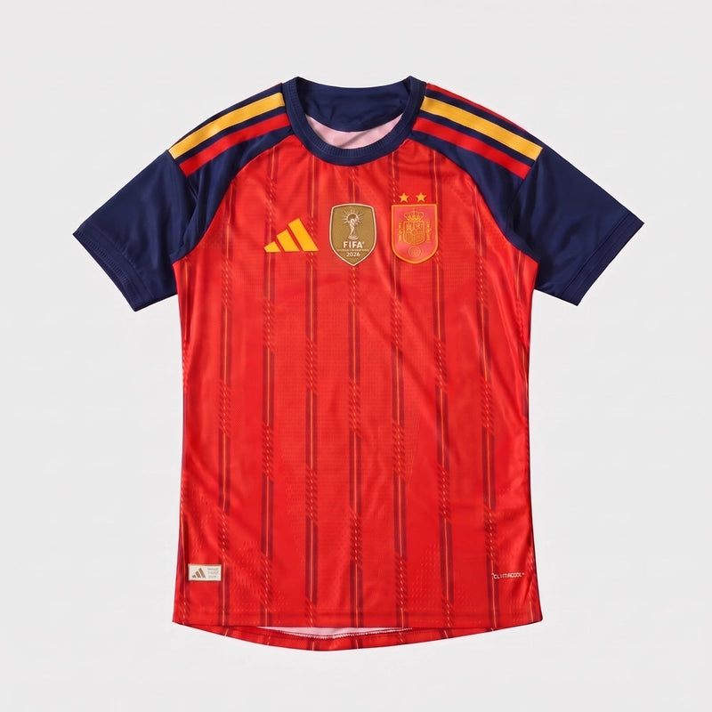 Camisa Jogador Espanha I 26/27 - 2 Estrelas + Patch Campeão do Mundo - Varal do Torcedor P / Não / Sem Patch Otimizado