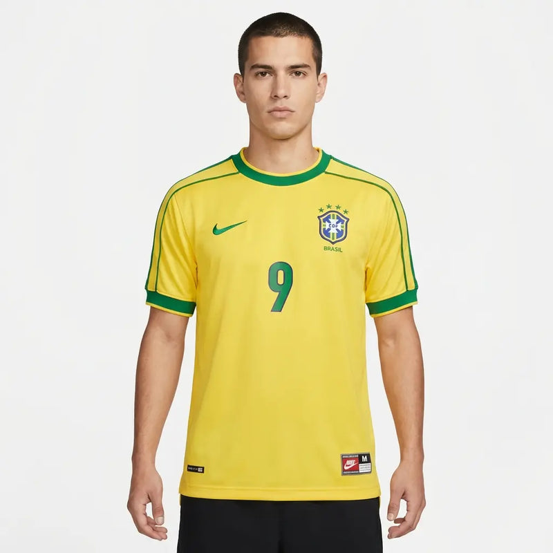Camisa Retrô Seleção Brasileira I 1998 - Varal do Torcedor P / Ronaldo 9 Otimizado