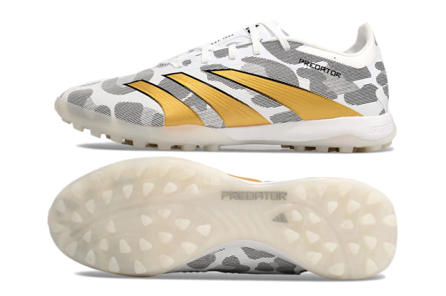 Chuteira Adidas Predator PredStrike Elite Society -Branco/Dourado