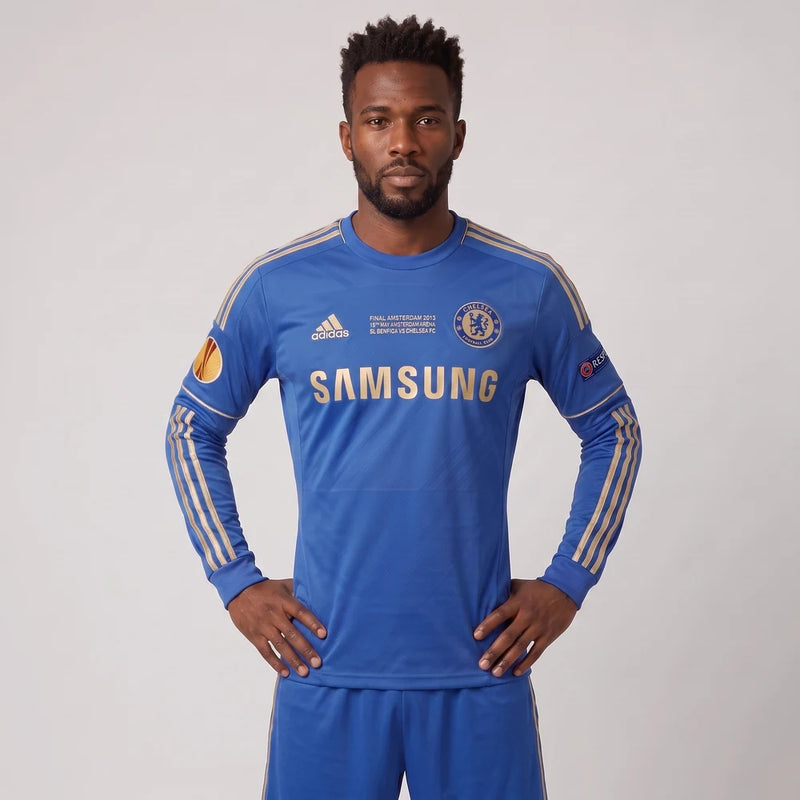 Camisa Retrô Chelsea I 2013/14 - Manga Longa - Varal do Torcedor P / Hazard 17 + Match Day Europa League Final Amsterdam / Europa League Otimizado