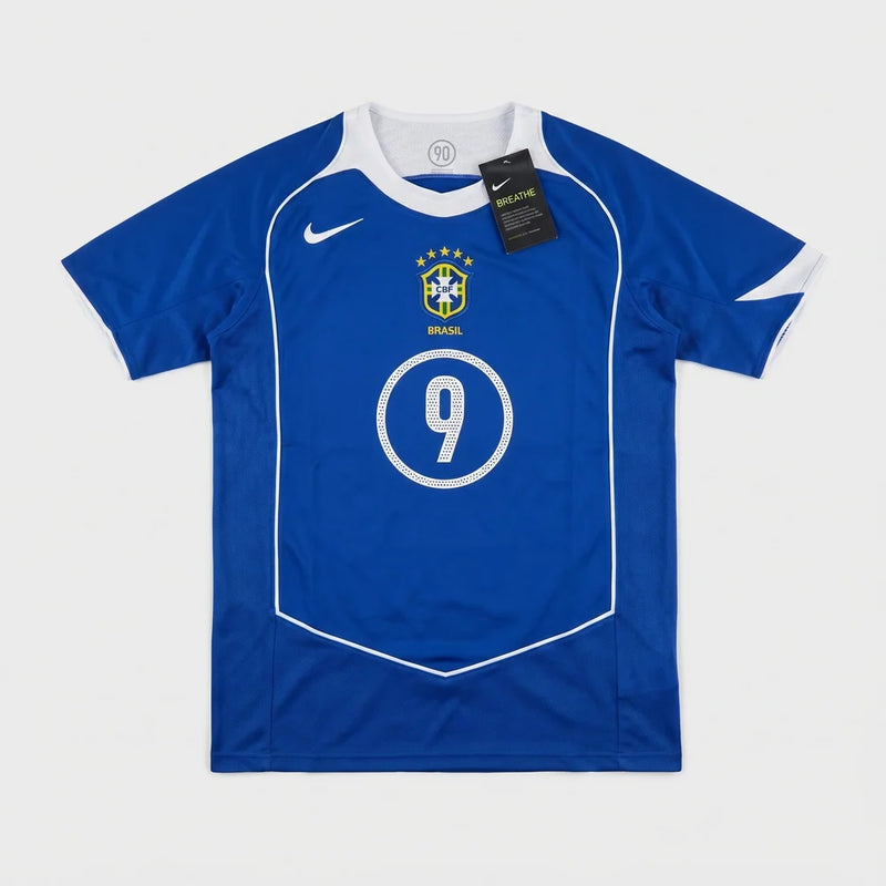 Camisa Retrô Seleção Brasileira II 2004-06 - Varal do Torcedor P / Ronaldo 9 / Sem Patch Otimizado