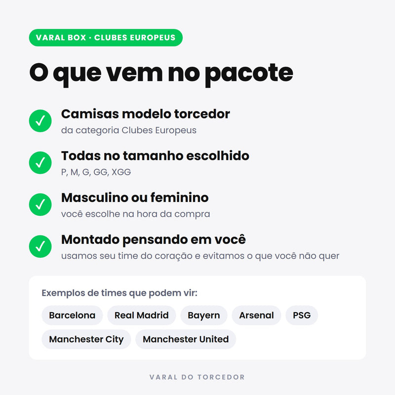 Varal Box Clubes Europeus - o que vem no pacote