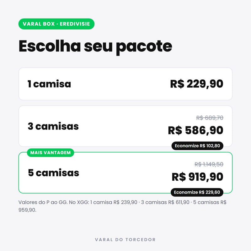 Varal Box Eredivisie - pacotes e preços
