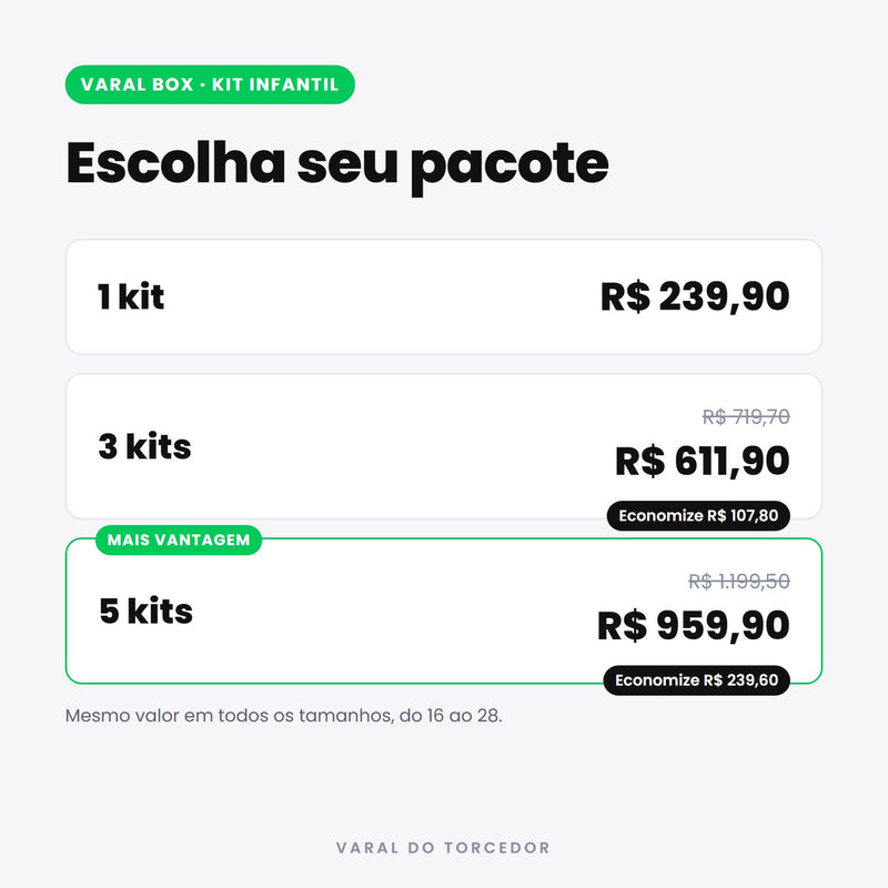Varal Box Kit Infantil - pacotes e preços