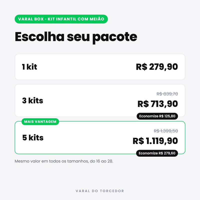 Varal Box Kit Infantil com Meião - pacotes e preços