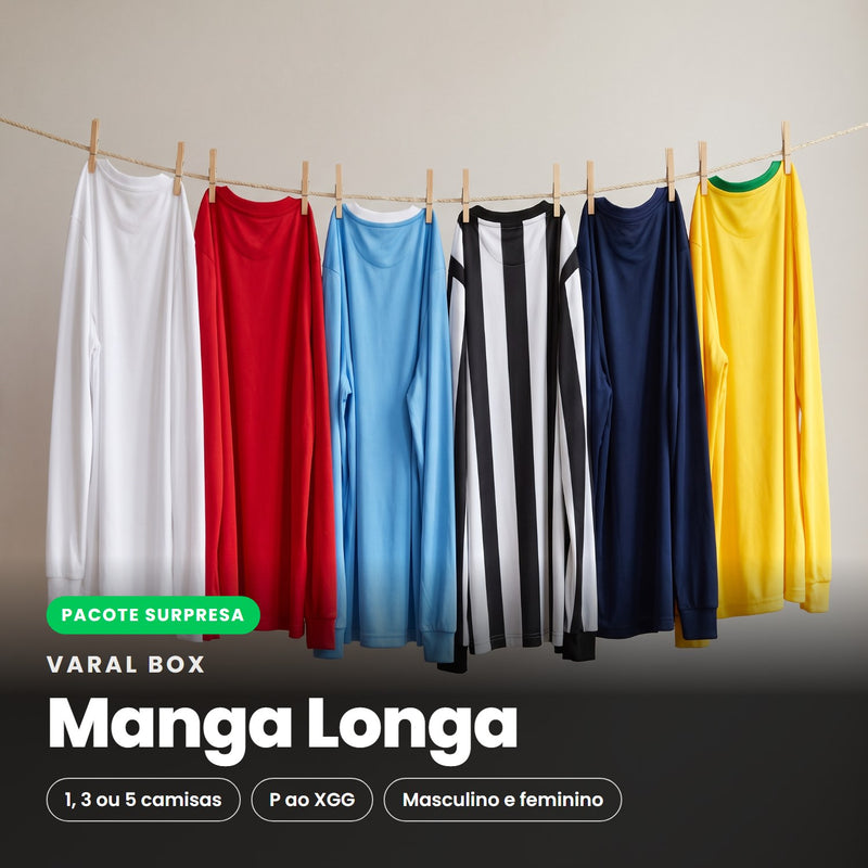 Varal Box Manga Longa - pacote surpresa com 1, 3 ou 5 camisas