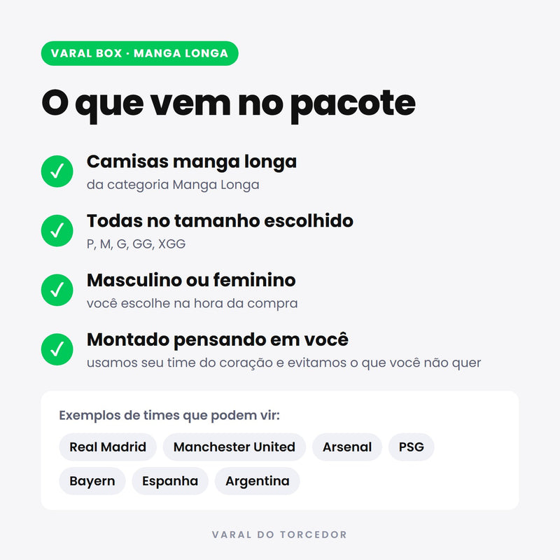 Varal Box Manga Longa - o que vem no pacote