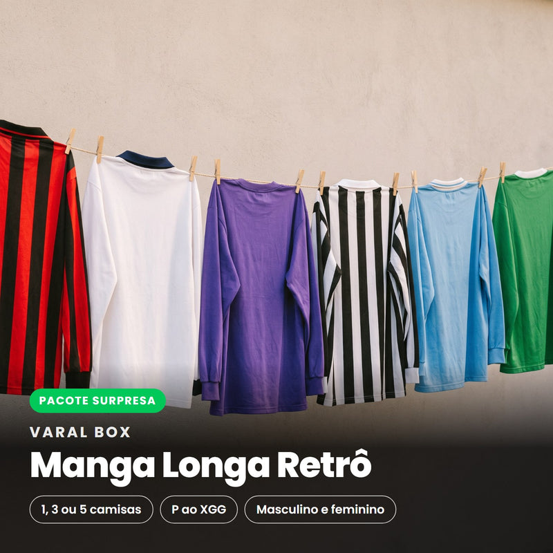 Varal Box Manga Longa Retrô - pacote surpresa com 1, 3 ou 5 camisas