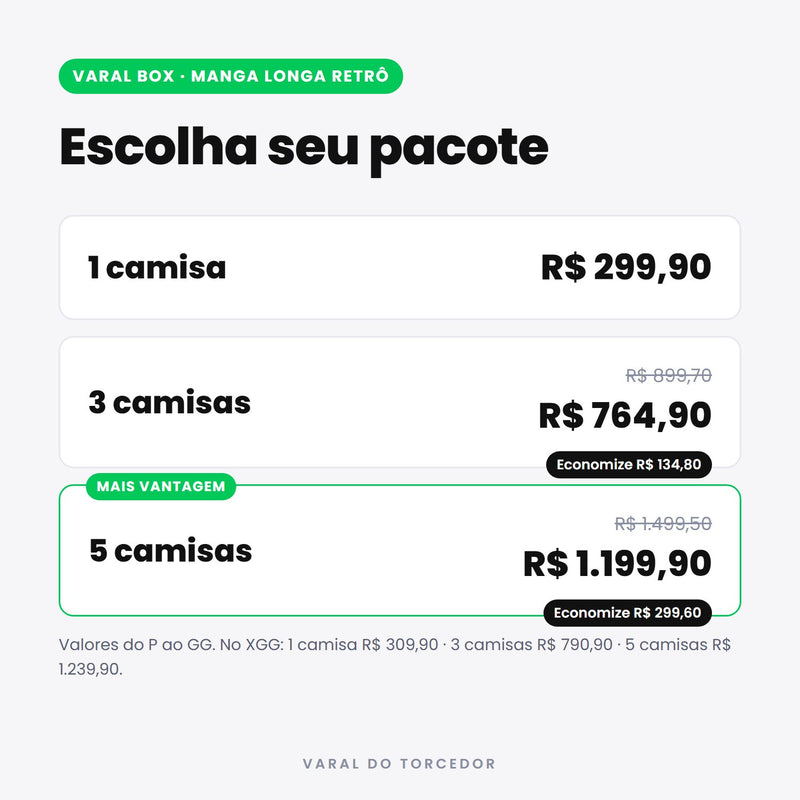 Varal Box Manga Longa Retrô - pacotes e preços
