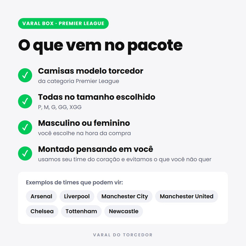 Varal Box Premier League - o que vem no pacote