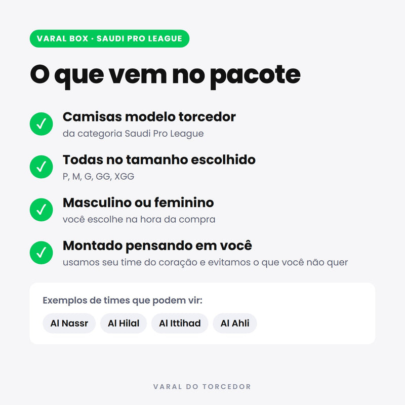 Varal Box Saudi Pro League - o que vem no pacote