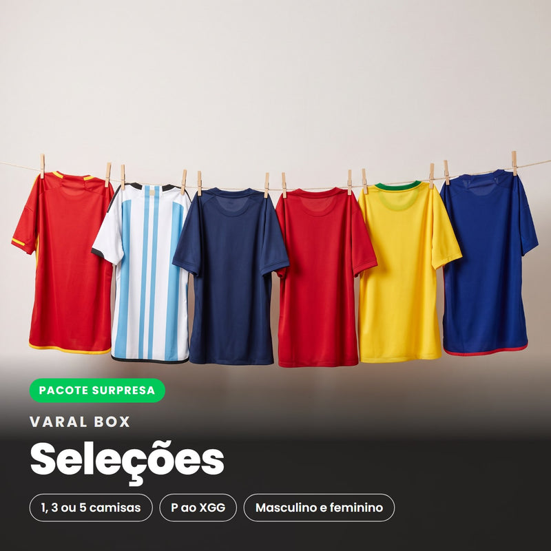 Varal Box Seleções - pacote surpresa com 1, 3 ou 5 camisas